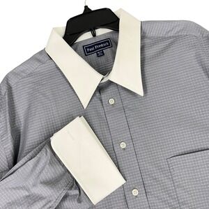 Paul Fredrick Y2K Preppy Minimalist Office Formal Dress Shirt Mens 18.5 37